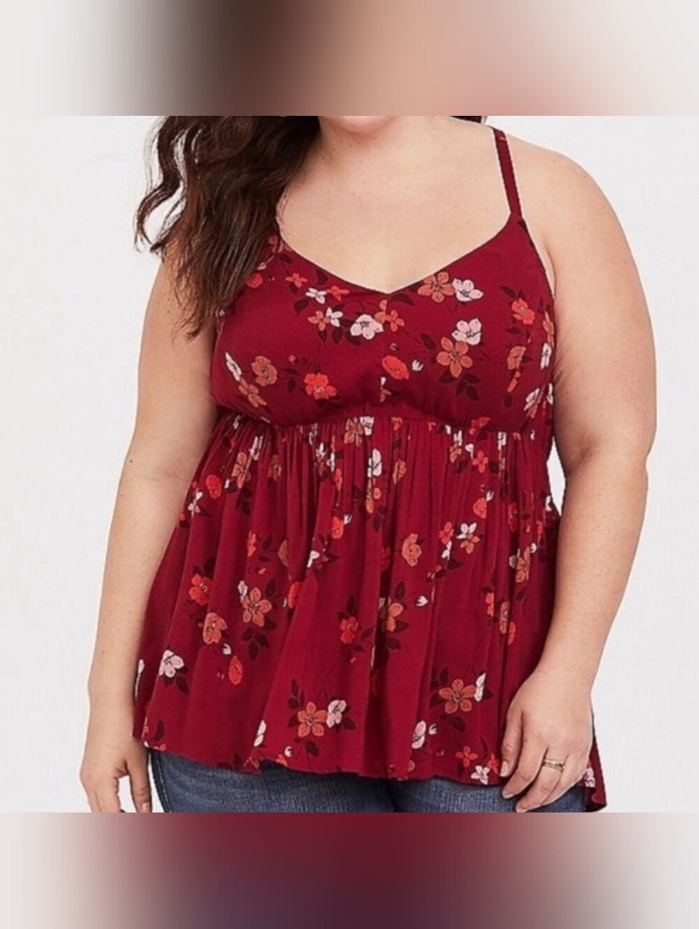 NWT | Torrid Red Floral V-Neck Peplum Tank Top - Picture 6 of 6